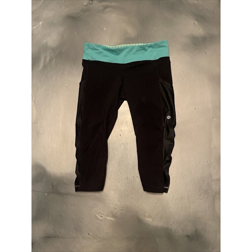 lululemon athletica Black and Aqua Leggings